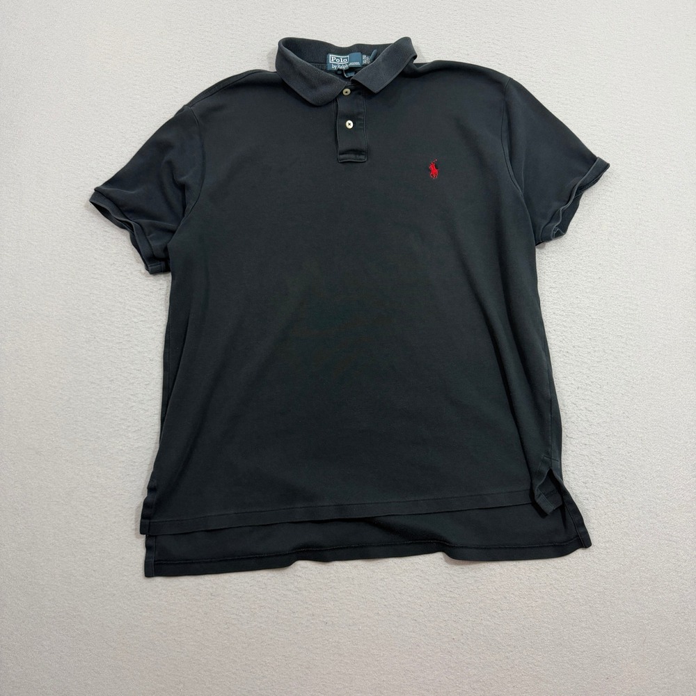 Polo Ralph Lauren Shirt Men XL Black Custom Fit Short Sleeve Pony Logo Vintage
